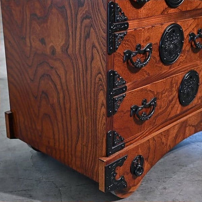 Vintage Kommode Ginga 5 von Iwayado Tansu auf Rollen, Kirschholz, japanisch, gebraucht