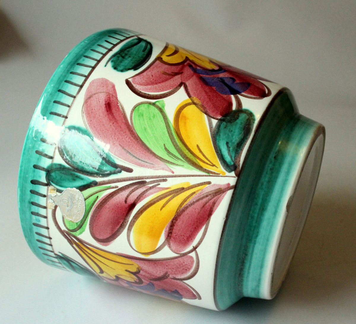 Vintage Blumentopf Weser Keramik Veckerhagen mit floralen Motiven