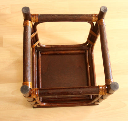 Vintage Blumenhocker aus Rattan und Bambus