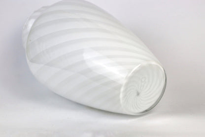 Vintage Murano swirl vase glass Venice 1950 white pink Vetro Barovier Toso