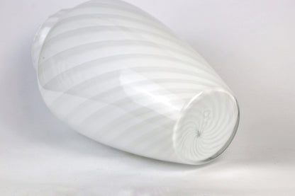 Vintage Murano swirl vase glass Venice 1950 white pink Vetro Barovier Toso