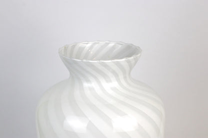 Vintage Murano swirl vase glass Venice 1950 white pink Vetro Barovier Toso