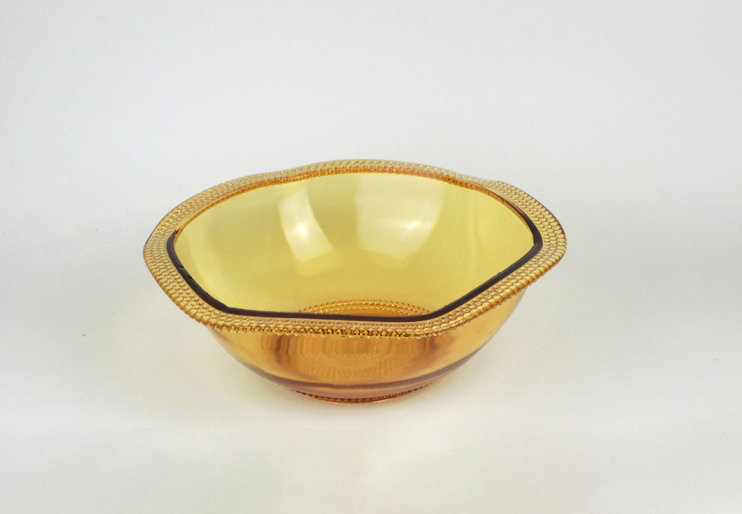 Vintage pressed glass bowl amber yellow Art Deco