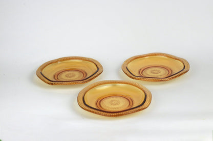 Vintage pressed glass bowl amber yellow Art Deco