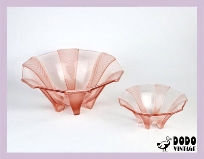 Vintage Rosalin Glas Schüssel Walther Söhne Art Deco Set von 2