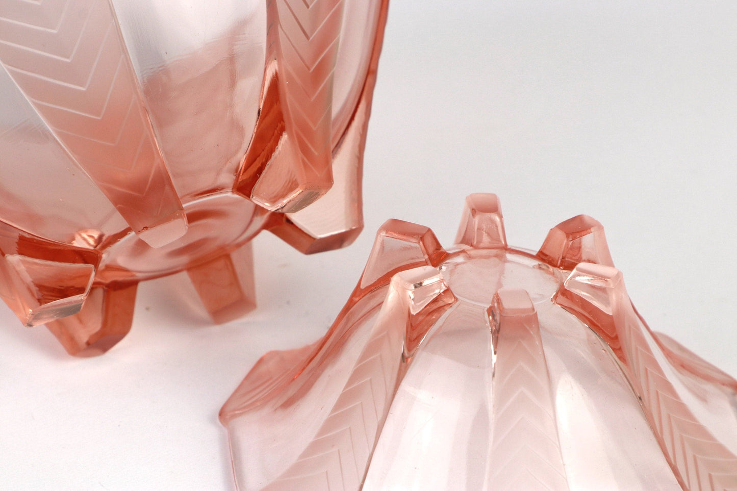 Vintage Rosalin Glas Schüssel Walther Söhne Art Deco Set von 2