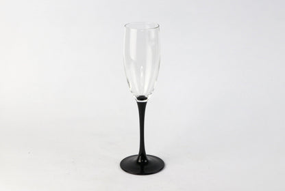 Vintage champagne glass by Luminarc Black Art Deco 80s set of 4