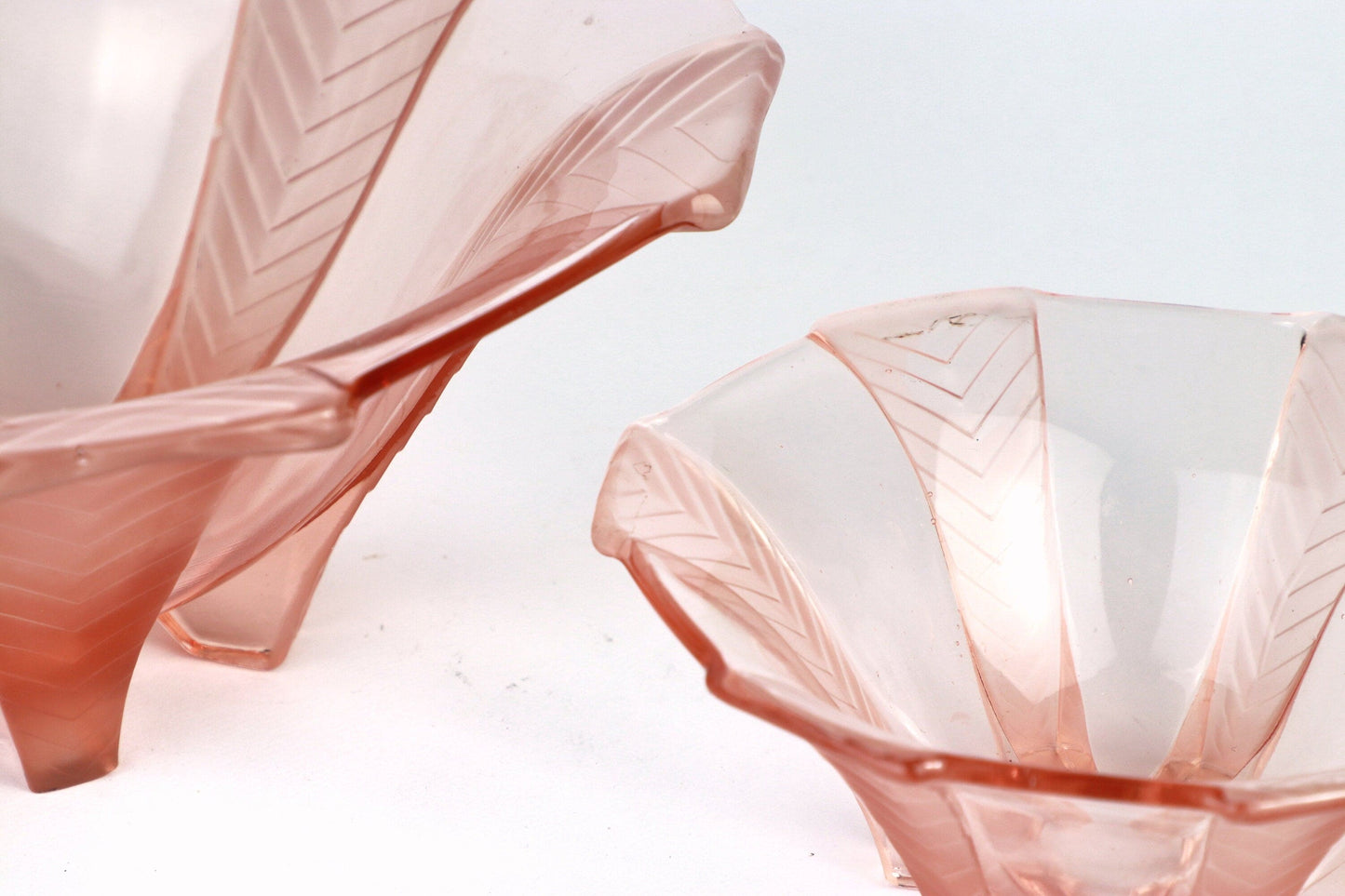 Vintage Rosalin Glas Schüssel Walther Söhne Art Deco Set von 2