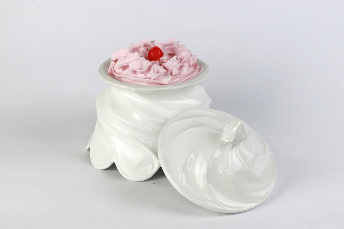 Vintage Keramik-Deckeldose Baiserform, Weiß, 18cm – 2nd home
