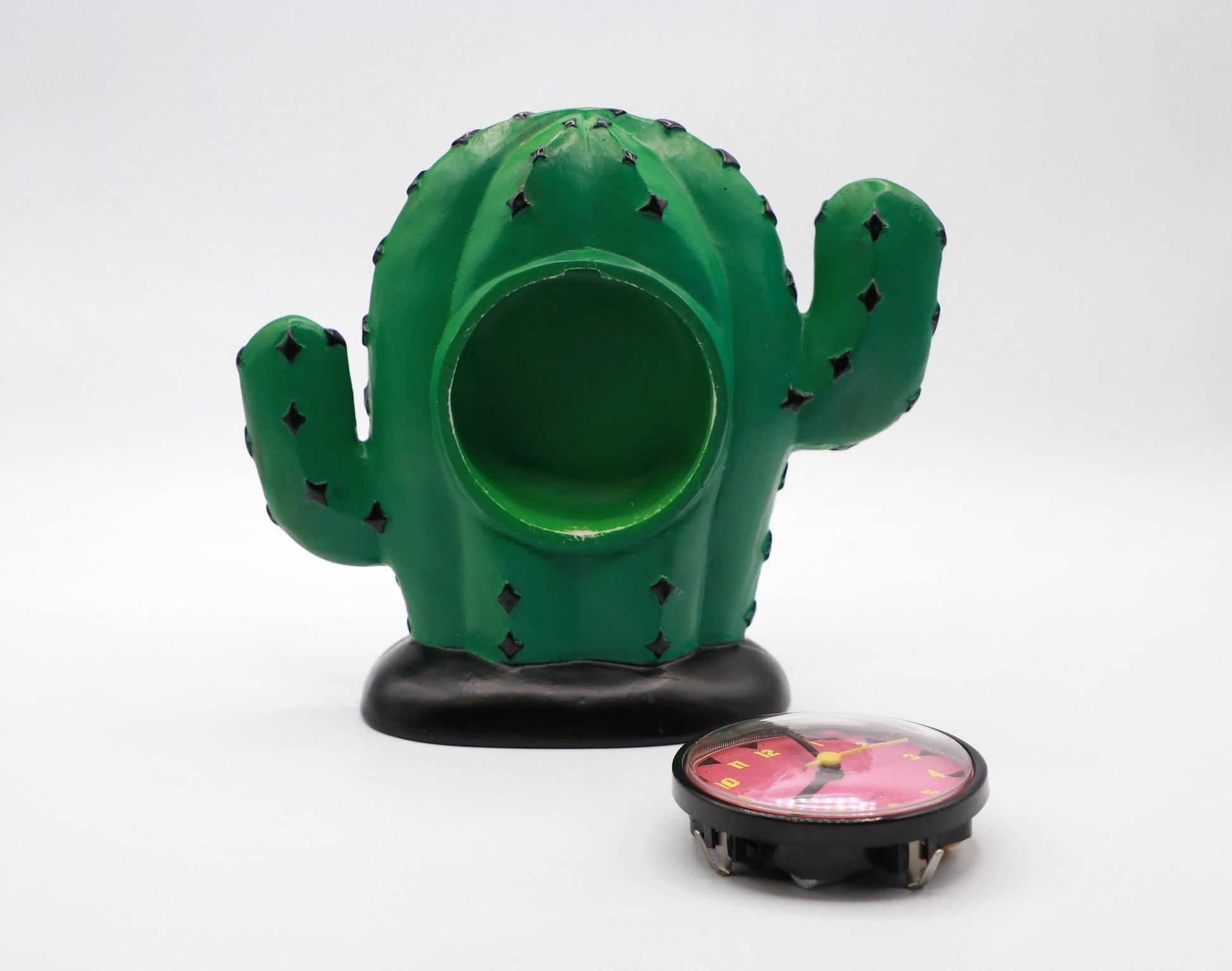 Vintage Tischuhr Cartoon Kaktus von Gager für Memphis Milano