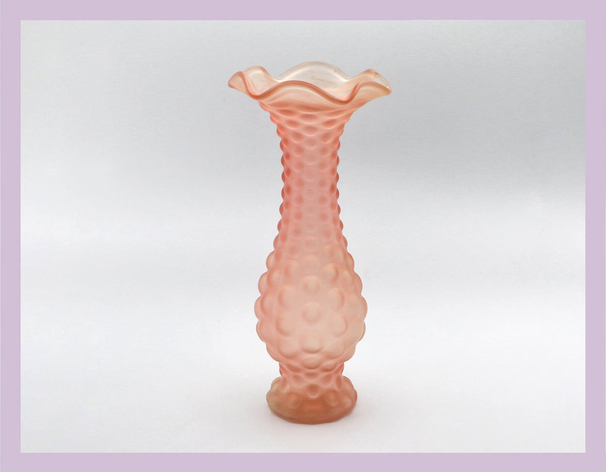 Vintage Rosalin Blumenvase Rosa Noppen Wellenrand 1930er 70er Art Deco