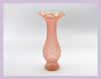 Vintage Rosalin Blumenvase Rosa Noppen Wellenrand 1930er 70er Art Deco