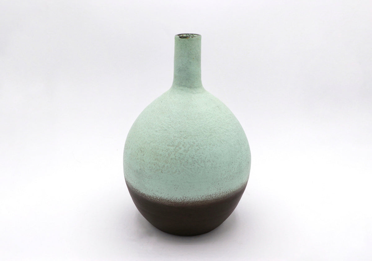 Vintage Vase Keramik Mintgrün Braun Lava 1960 1970