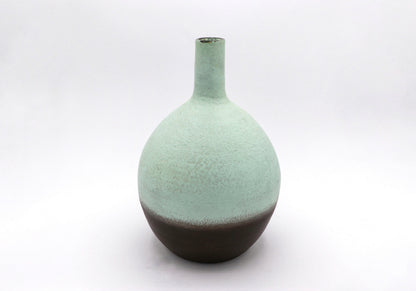 Vintage Vase Keramik Mintgrün Braun Lava 1960 1970