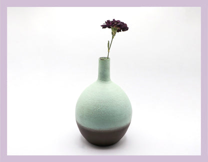 Vintage Vase Keramik Mintgrün Braun Lava 1960 1970