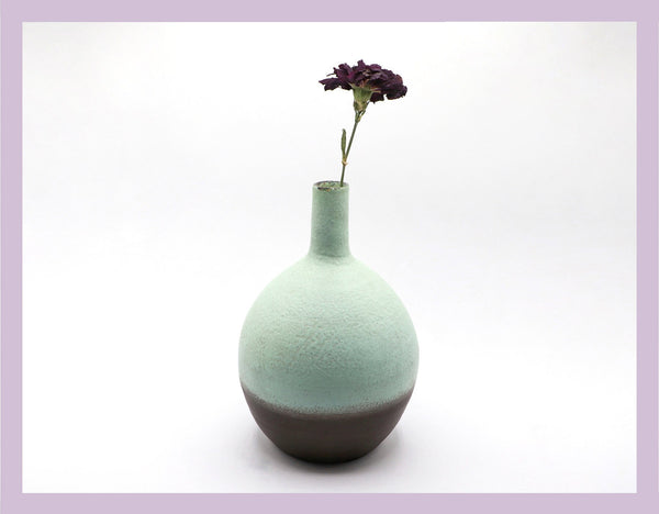 Vintage Vase Keramik Mintgrün Braun Lava 1960 1970