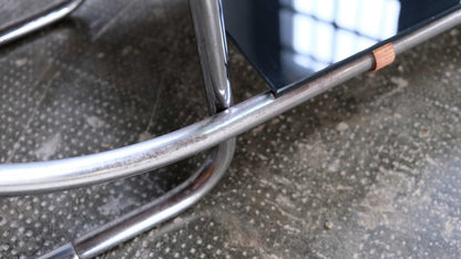 Vintage Bauhaus Etagere mit Glasplatte schwarz oder weiß