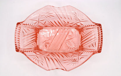Vintage Schale Rosalin Glas von Walther Glas Rosa Art Deco 1930er