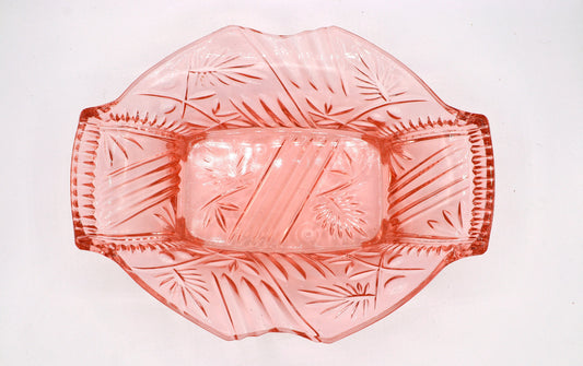 Vintage Schale Rosalin Glas von Walther Glas Rosa Art Deco 1930er