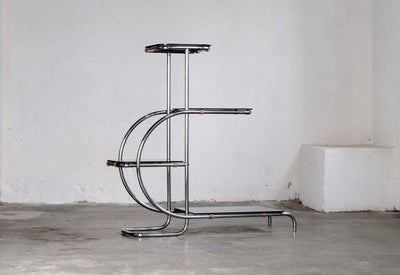 Bauhaus Etagere mit Glasplatte schwarz oder weiß