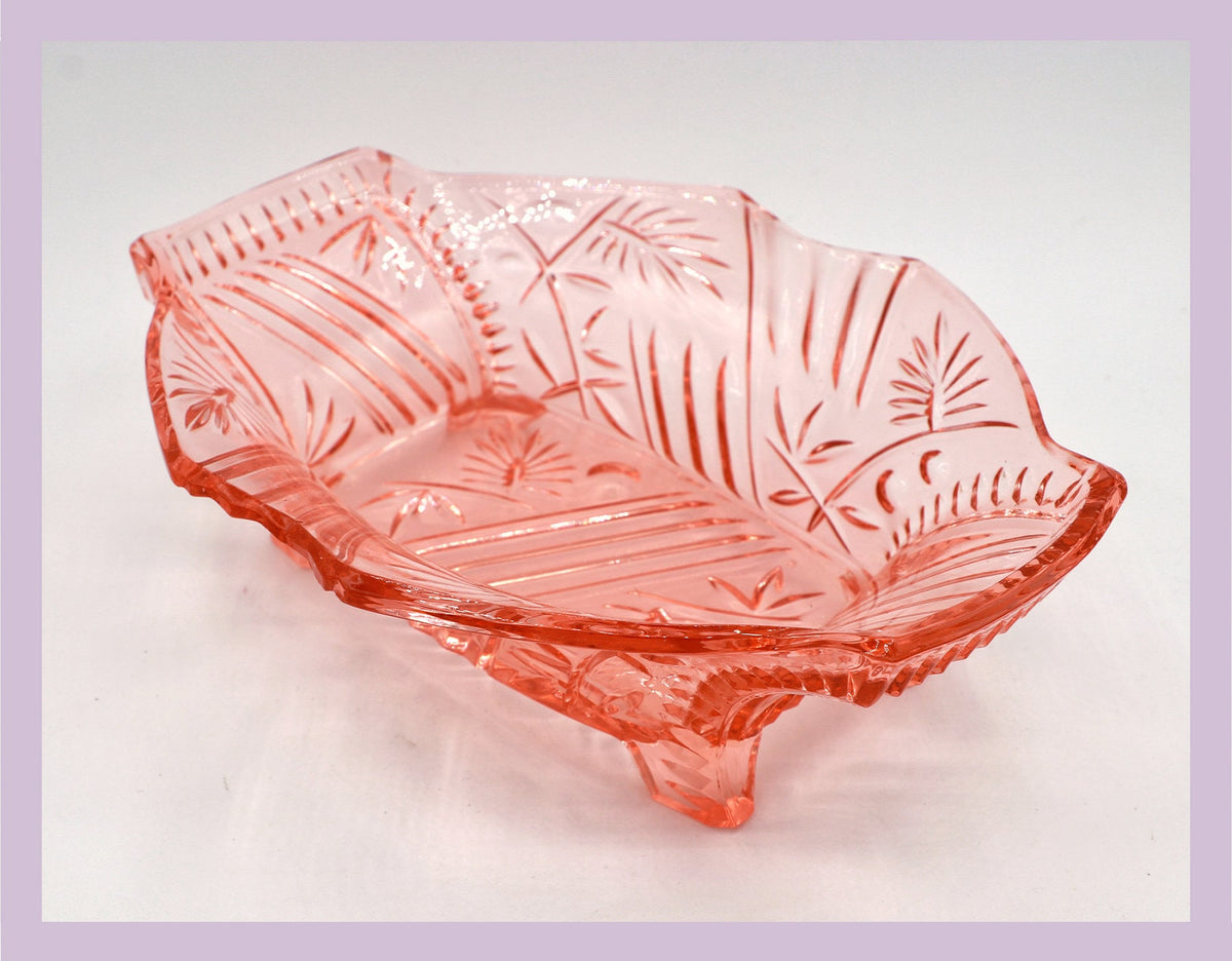 Vintage Schale Rosalin Glas von Walther Glas Rosa Art Deco 1930er