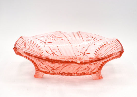 Vintage Schale Rosalin Glas von Walther Glas Rosa Art Deco 1930er