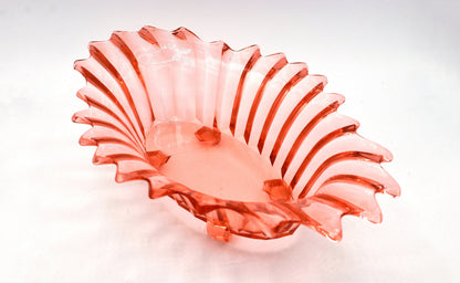 Vintage Rosalin Glas Fußschale Art Deco von Brockwitz Rosa