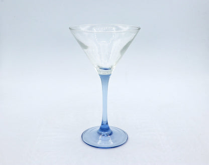 Verre à Martini Vintage Bleu par Luminarc Années 80 Art Déco Revival France Lot de 4