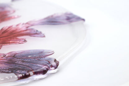 Bol de service vintage Walther Glas feuille d'acanthe années 80 violet violet rose rouge lilas