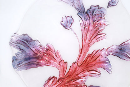 Bol de service vintage Walther Glas feuille d'acanthe années 80 violet violet rose rouge lilas