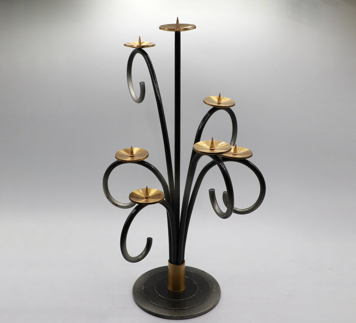 Vintage Kerzenhalter Metall Messing Schwarz Gold 70er Old Hollywood Regency Stil