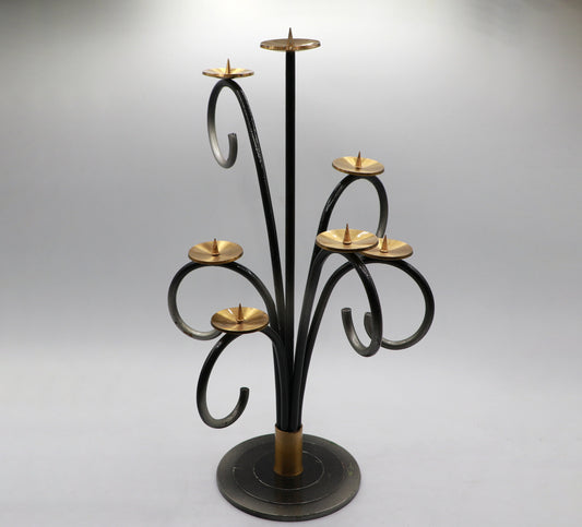 Vintage Kerzenhalter Metall Messing Schwarz Gold 70er Old Hollywood Regency Stil