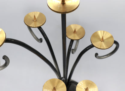 Vintage Kerzenhalter Metall Messing Schwarz Gold 70er Old Hollywood Regency Stil