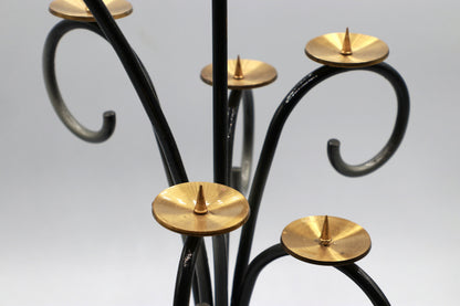 Vintage Kerzenhalter Metall Messing Schwarz Gold 70er Old Hollywood Regency Stil
