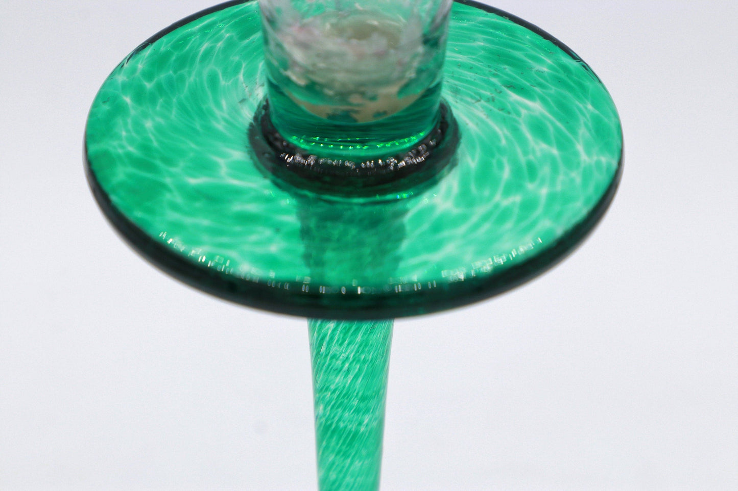 Vintage Candle Holder Glass Blue Green by Flirt Memphis 80s 90s