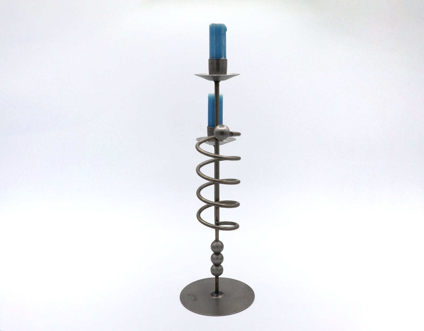 Vintage Metal Candle Holder Black Spiral Memphis Milano