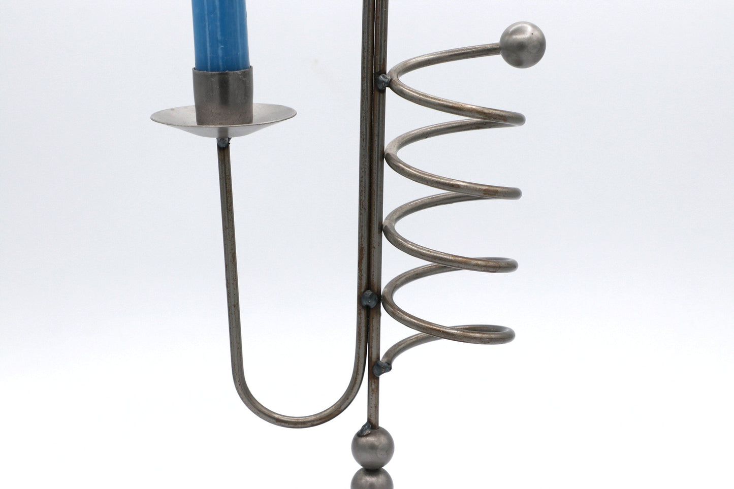 Vintage Metal Candle Holder Black Spiral Memphis Milano