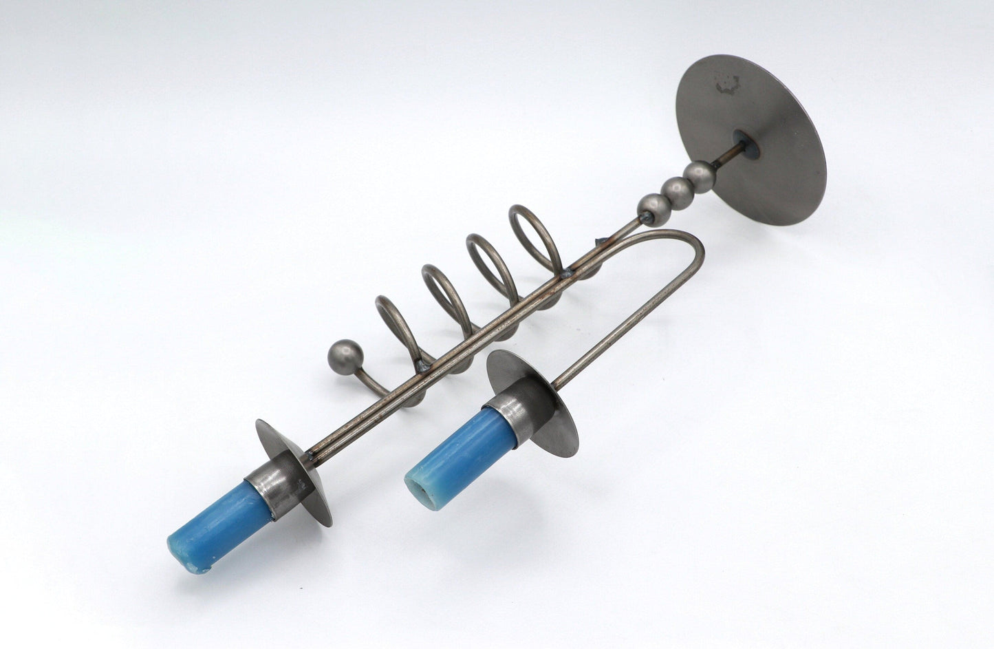 Vintage Metal Candle Holder Black Spiral Memphis Milano