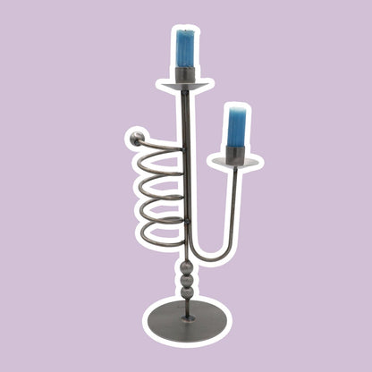 Vintage Metal Candle Holder Black Spiral Memphis Milano