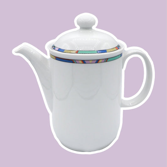 Théière Vintage Portofino par Seltmann Weiden Blanc Années 80 90 Memphis Milano