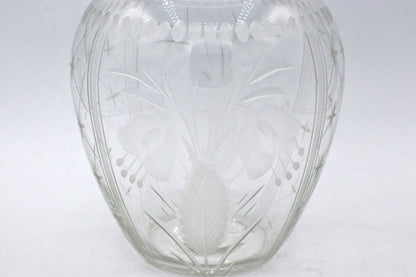 Vintage Blumenvase Kristall von Art Deco 1920 1930 Floral Punkte Linien 30er 20er