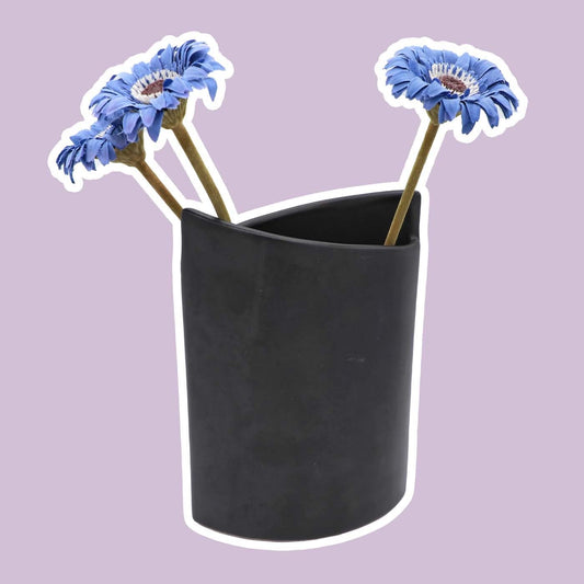 Vintage Vase Keramik von ASA schwarz Memphis Milano 90er