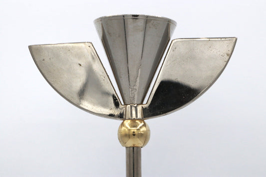 Vintage Kerzenhalter Metall Silber Memphis Milano 80er 90er