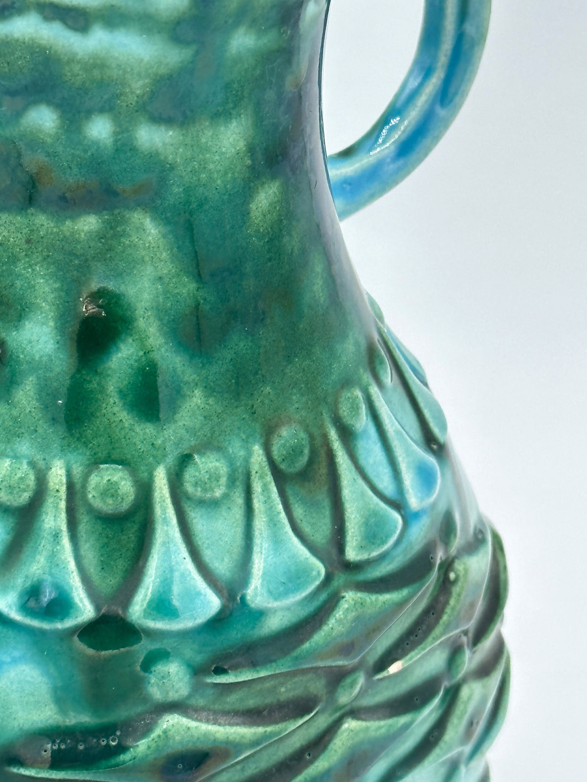 Vintage Vase Übelacker 1651 20 Grün Türkis von Übelacker 70er Jahre