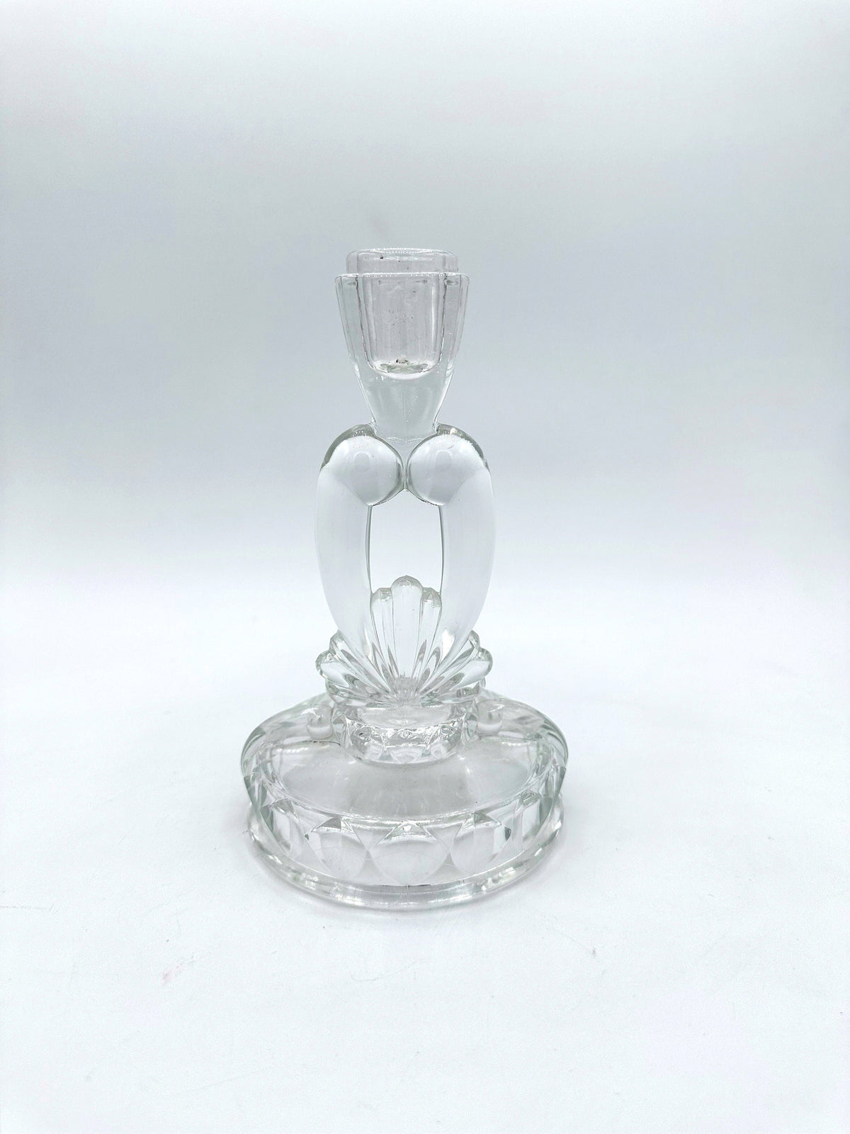 Vintage Kerzenhalter Art Deco Revival Glas Muschel 1980er
