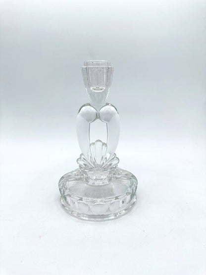 Vintage Kerzenhalter Art Deco Revival Glas Muschel 1980er