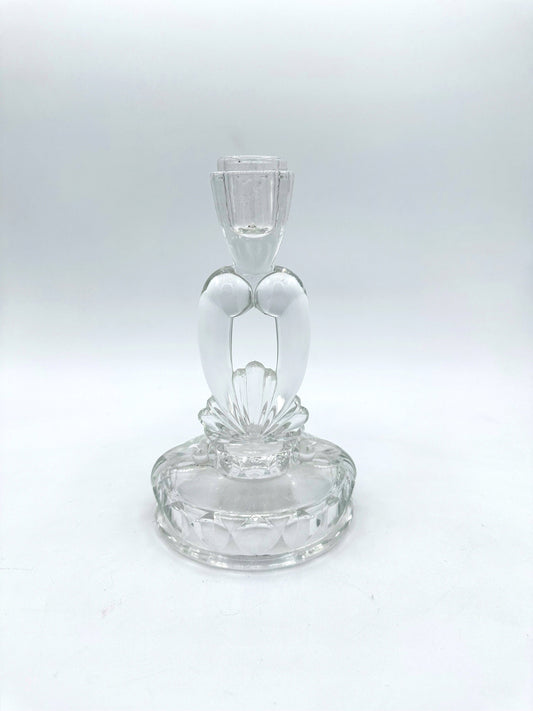 Vintage Kerzenhalter Art Deco Revival Glas Muschel 1980er