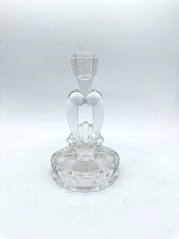 Vintage Kerzenhalter Art Deco Revival Glas Muschel 1980er