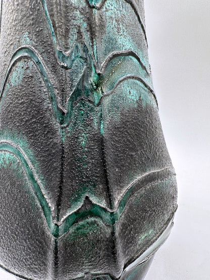 Vintage Glas Blumenvase Grün Jugendstil von Weinfurtner Glashütten Deutschland