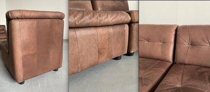Vintage Ledersofa Patchwork im Stil von De Sede 1970er Westdeutschland